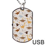 Seamless Dino Pattern Dog Tag USB Flash (One Side)