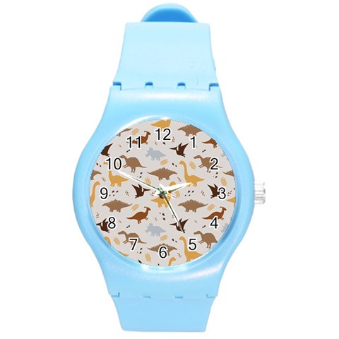 Seamless Dino Pattern Round Plastic Sport Watch (M) from ArtsNow.com Front