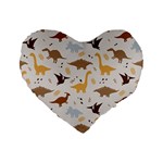 Seamless Dino Pattern Standard 16  Premium Heart Shape Cushions