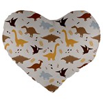 Seamless Dino Pattern Large 19  Premium Heart Shape Cushions