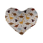 Seamless Dino Pattern Standard 16  Premium Flano Heart Shape Cushions