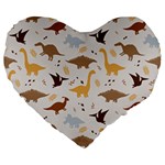 Seamless Dino Pattern Large 19  Premium Flano Heart Shape Cushions