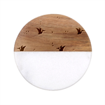 Seamless Dino Pattern Classic Marble Wood Coaster (Round) 