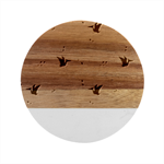 Seamless Dino Pattern Marble Wood Coaster (Round)