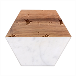 Seamless Dino Pattern Marble Wood Coaster (Hexagon) 