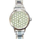 Polk Dots Seamless Pattern Round Italian Charm Watch