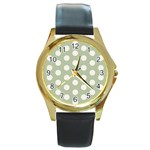 Polk Dots Seamless Pattern Round Gold Metal Watch