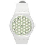 Polk Dots Seamless Pattern Round Plastic Sport Watch (M)