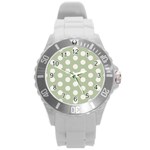 Polk Dots Seamless Pattern Round Plastic Sport Watch (L)