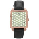 Polk Dots Seamless Pattern Rose Gold Leather Watch 