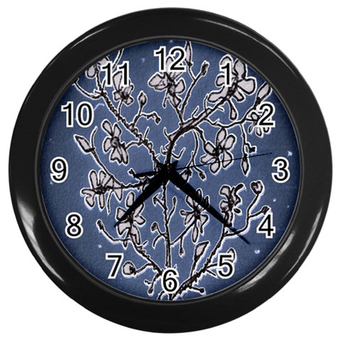 Nature Charm Drawing  Wall Clock (Black) from ArtsNow.com Front