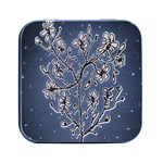 Nature Charm Drawing  Square Metal Box (Black)