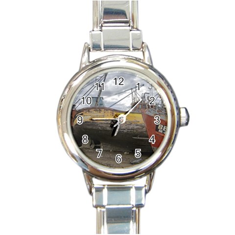 Maritime Memories, San Antonio Oeste, Rio Negro, Argentina Round Italian Charm Watch from ArtsNow.com Front