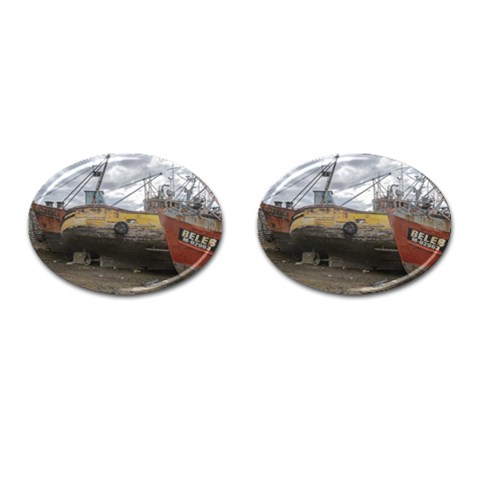 Maritime Memories, San Antonio Oeste, Rio Negro, Argentina Cufflinks (Oval) from ArtsNow.com Front(Pair)