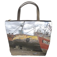 Maritime Memories, San Antonio Oeste, Rio Negro, Argentina Bucket Bag from ArtsNow.com Front