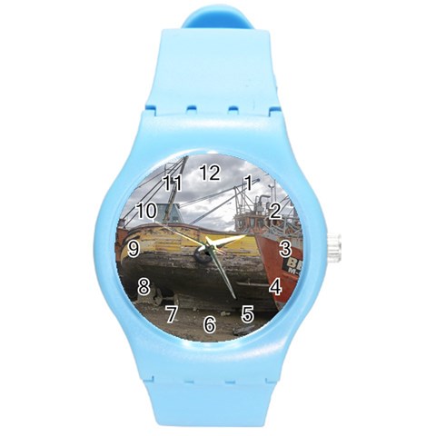 Maritime Memories, San Antonio Oeste, Rio Negro, Argentina Round Plastic Sport Watch (M) from ArtsNow.com Front