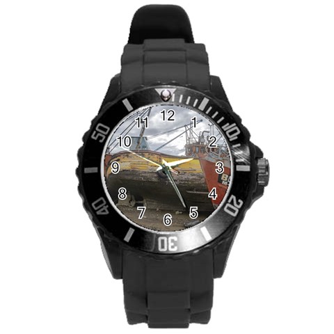 Maritime Memories, San Antonio Oeste, Rio Negro, Argentina Round Plastic Sport Watch (L) from ArtsNow.com Front