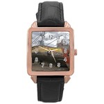 Maritime Memories, San Antonio Oeste, Rio Negro, Argentina Rose Gold Leather Watch 