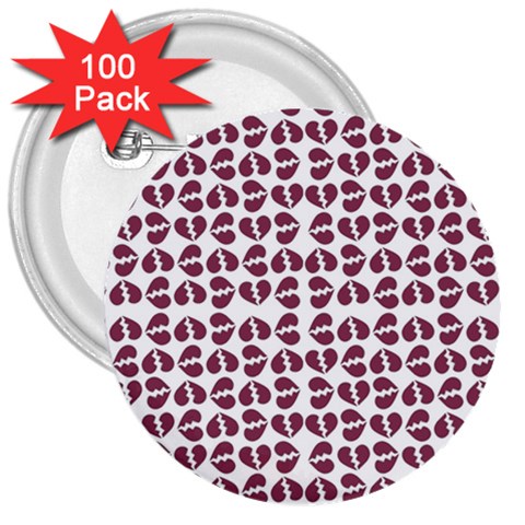 Love In Pieces Print Pattern Design 3  Buttons (100 pack)  from ArtsNow.com Front