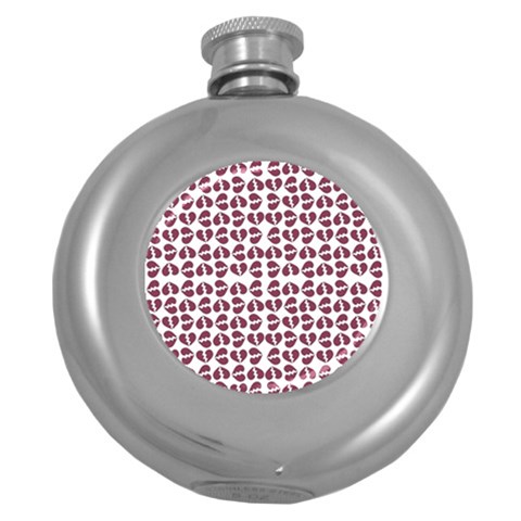 Love In Pieces Print Pattern Design Round Hip Flask (5 oz) from ArtsNow.com Front