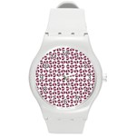 Love In Pieces Print Pattern Design Round Plastic Sport Watch (M)