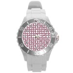 Love In Pieces Print Pattern Design Round Plastic Sport Watch (L)