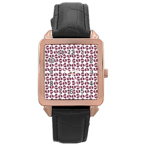 Love In Pieces Print Pattern Design Rose Gold Leather Watch  from ArtsNow.com Front