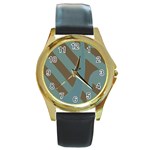 Earthbound Geometry Print Round Gold Metal Watch