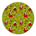 Background With Santa Claus, Christmas Decorations Round Mousepad