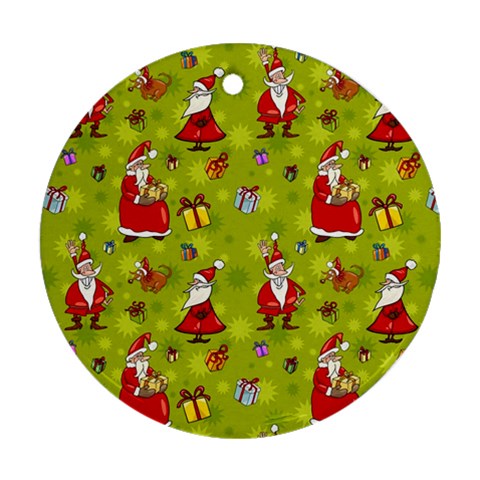 Background With Santa Claus, Christmas Decorations Ornament (Round) from ArtsNow.com Front