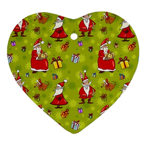 Background With Santa Claus, Christmas Decorations Ornament (Heart) from ArtsNow.com Front