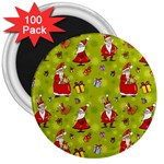 Background With Santa Claus, Christmas Decorations 3  Magnets (100 pack)