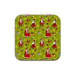 Background With Santa Claus, Christmas Decorations Rubber Coaster (Square)