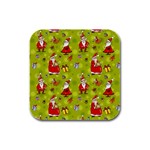 Background With Santa Claus, Christmas Decorations Rubber Square Coaster (4 pack)