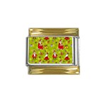 Background With Santa Claus, Christmas Decorations Gold Trim Italian Charm (9mm)