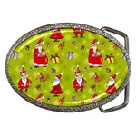 Background With Santa Claus, Christmas Decorations Belt Buckles