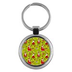 Background With Santa Claus, Christmas Decorations Key Chain (Round)