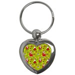 Background With Santa Claus, Christmas Decorations Key Chain (Heart)