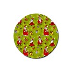 Background With Santa Claus, Christmas Decorations Rubber Round Coaster (4 pack)