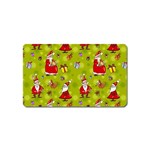 Background With Santa Claus, Christmas Decorations Magnet (Name Card)