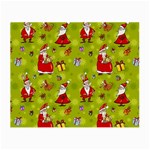 Background With Santa Claus, Christmas Decorations Small Glasses Cloth