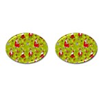 Background With Santa Claus, Christmas Decorations Cufflinks (Oval)