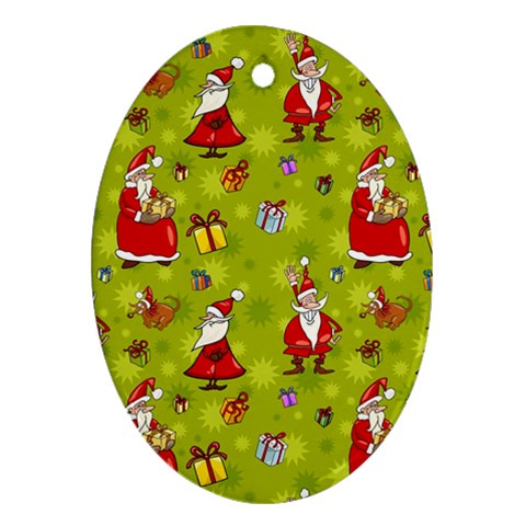 Background With Santa Claus, Christmas Decorations Oval Ornament (Two Sides) from ArtsNow.com Front