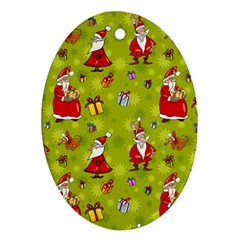 Background With Santa Claus, Christmas Decorations Oval Ornament (Two Sides) from ArtsNow.com Back