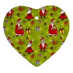 Background With Santa Claus, Christmas Decorations Heart Ornament (Two Sides)