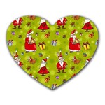 Background With Santa Claus, Christmas Decorations Heart Mousepad