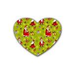 Background With Santa Claus, Christmas Decorations Rubber Coaster (Heart)