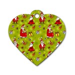 Background With Santa Claus, Christmas Decorations Dog Tag Heart (One Side)