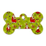 Background With Santa Claus, Christmas Decorations Dog Tag Bone (Two Sides)