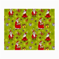 Background With Santa Claus, Christmas Decorations Small Glasses Cloth (2 Sides) from ArtsNow.com Front